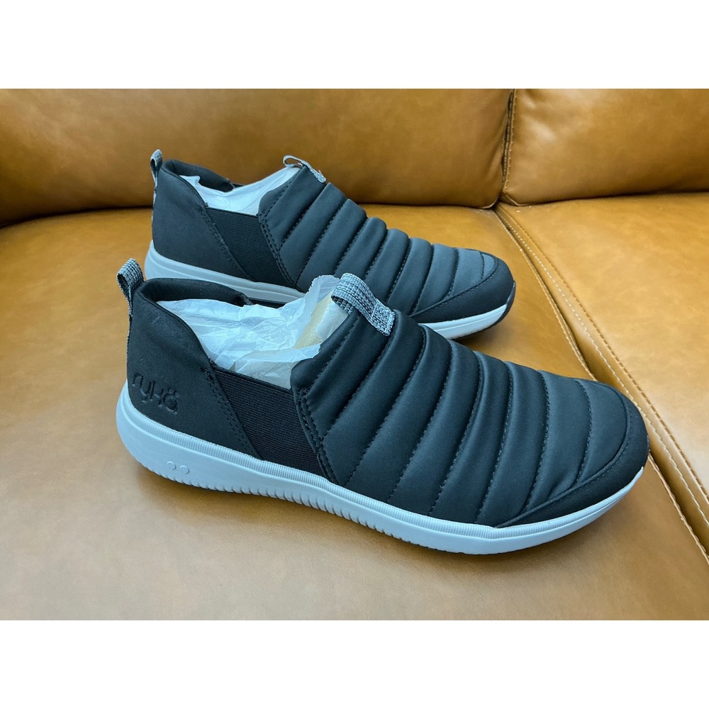 Ryka Pursuit‎ Slip On Sneakers Womens 8.5 Black Quilted Puffy Walking